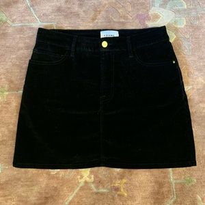 Frame Le Mini Black Velour Mini Skirt